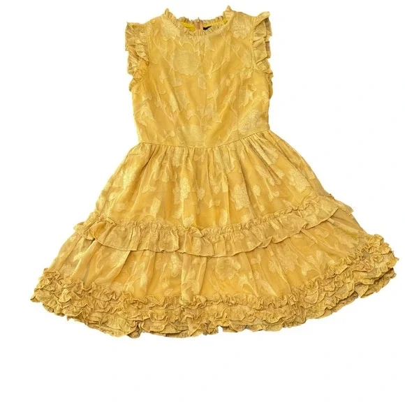 Lulus Women's XS Yellow Floral Ruffle Sleeveless Mini Dress - Picture 6 of 12